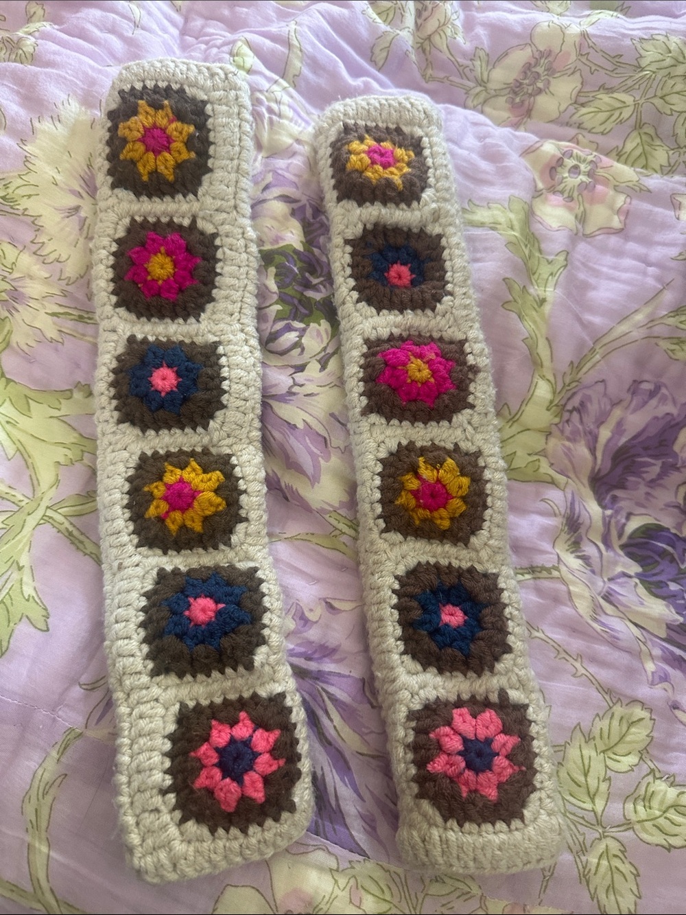 Natural Life Crochet Seat Belt Cover Cream Multicolor Flowers SOLD OUT Online